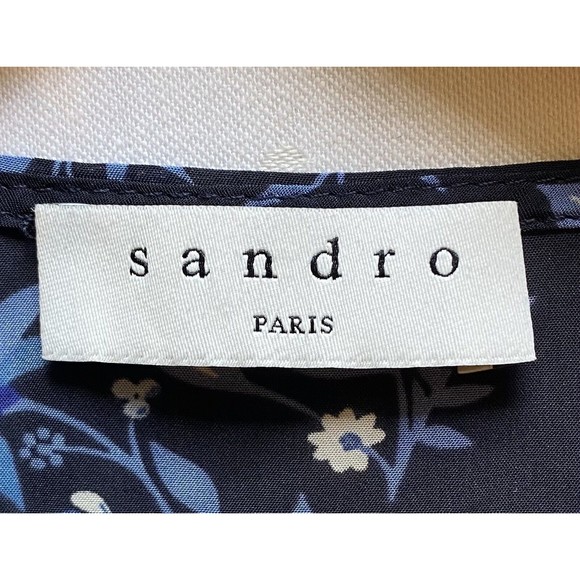 SANDRO Laith Wrap-Effect Lace-Trimmed Crepe De Chine Playsuit Romper Sz 38 US 6 - Picture 7 of 8